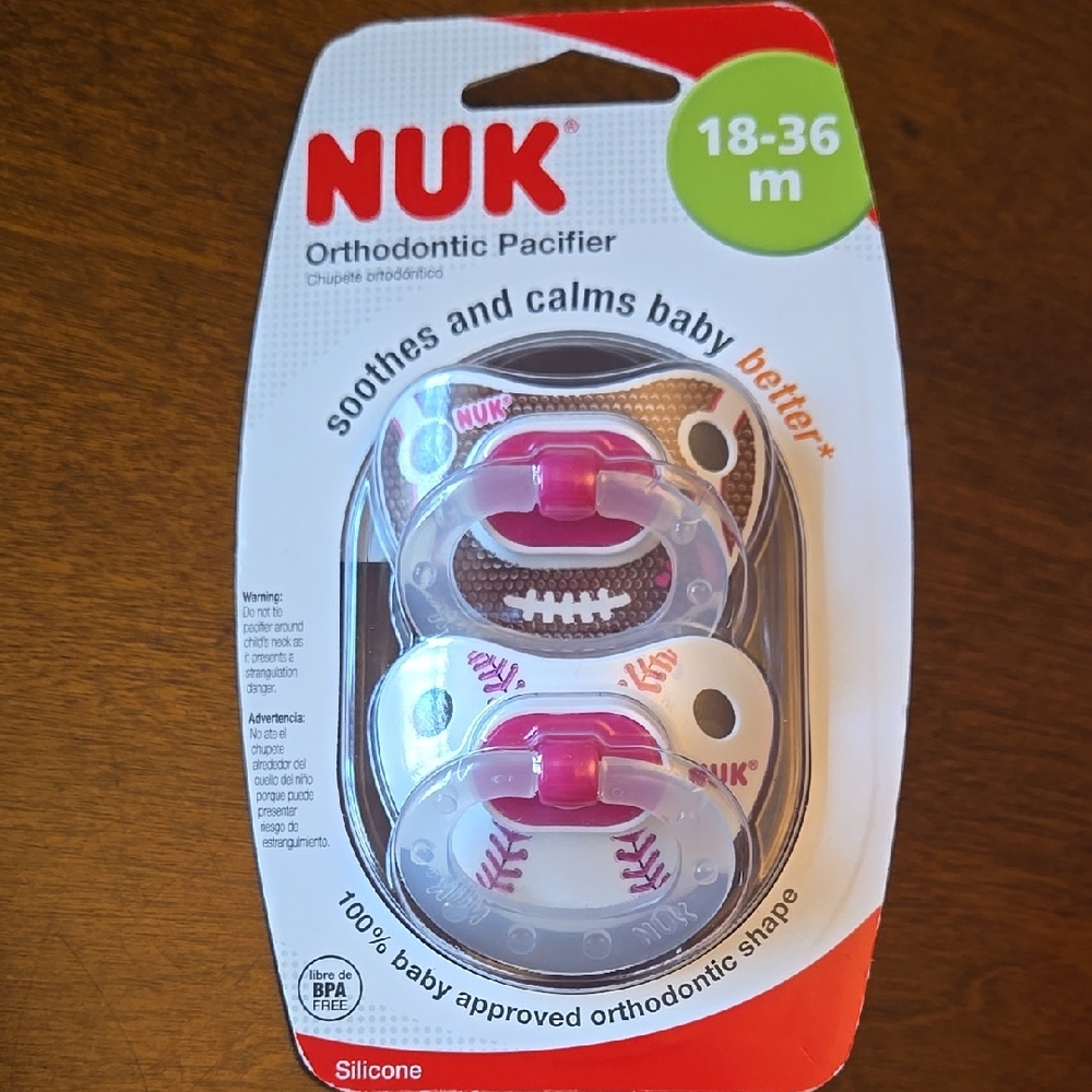 NUK Sports Pacifier - Girls Baseball/Football - Pink 18-36 Month